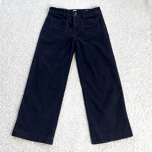 GAP High Rise Wide Leg Corduroy Pants Size 6 Navy - Picture 2 of 11